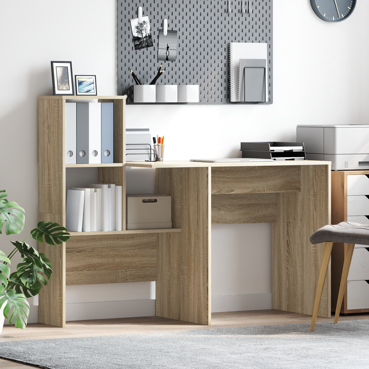 Bord med hylde Sonoma eg 131,5 x 50 x 106,5 cm Konstrueret træ