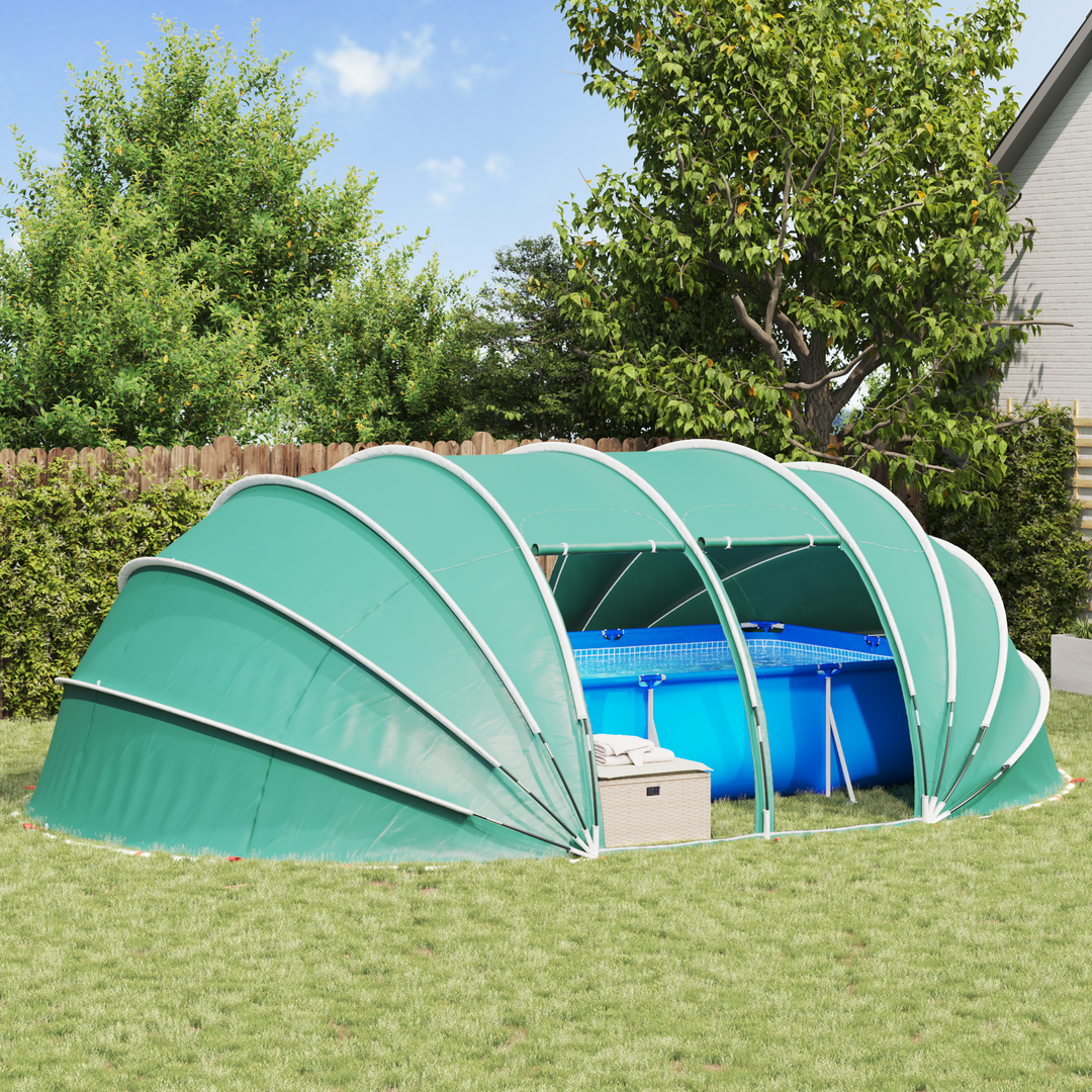 Pooltelt Dome 640 x 432 x 205 cm Havgrøn