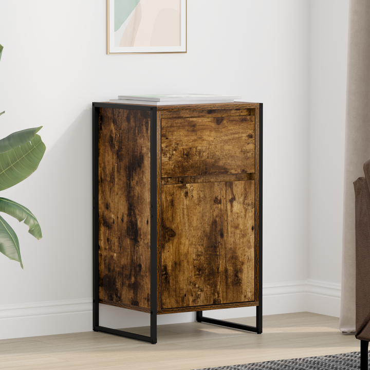 Sideboard med skuffe Røget Eg 43 x 36 x 75,5 cm Konstrueret træ