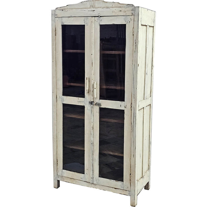 Trademark Living Gamle hvide vitrineskabe med patina