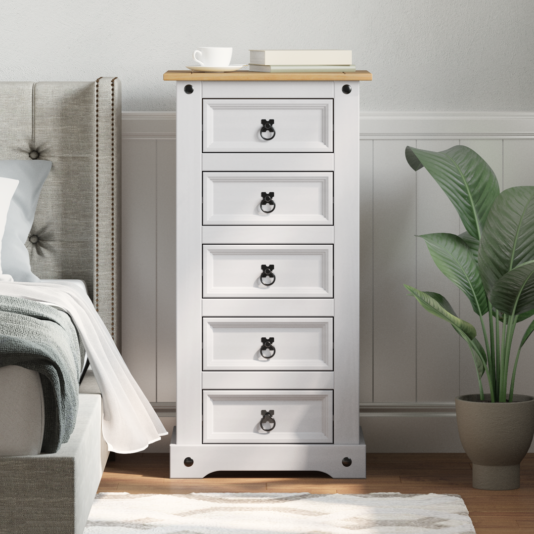 Sengebord Corona Hvid 53 x 39 x 103 cm Massiv fyrretræ