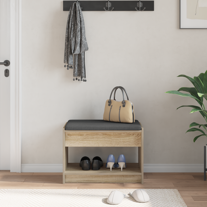 Hallbænk Sonoma eg 63 x 38 x 45 cm Kunstigt træ og stof