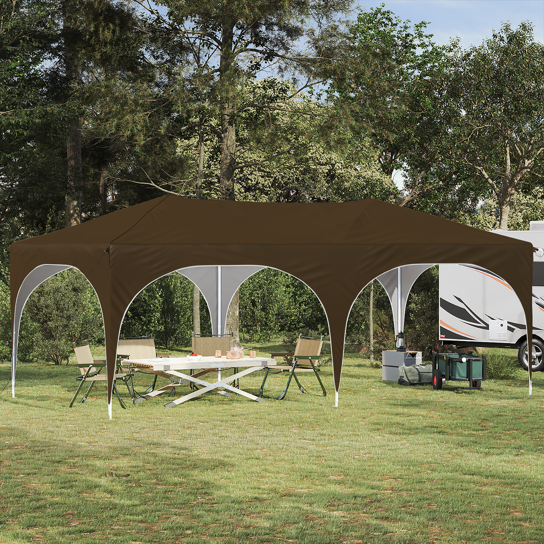 Pop-up Festtelt 575 x 288 x 245 cm Gråbrun Oxford stof