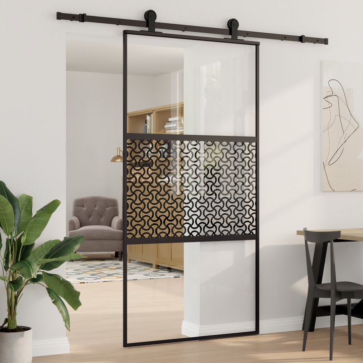 Glasdør Fretwork Sort 102,5 x 2 x 205 cm Aluminium