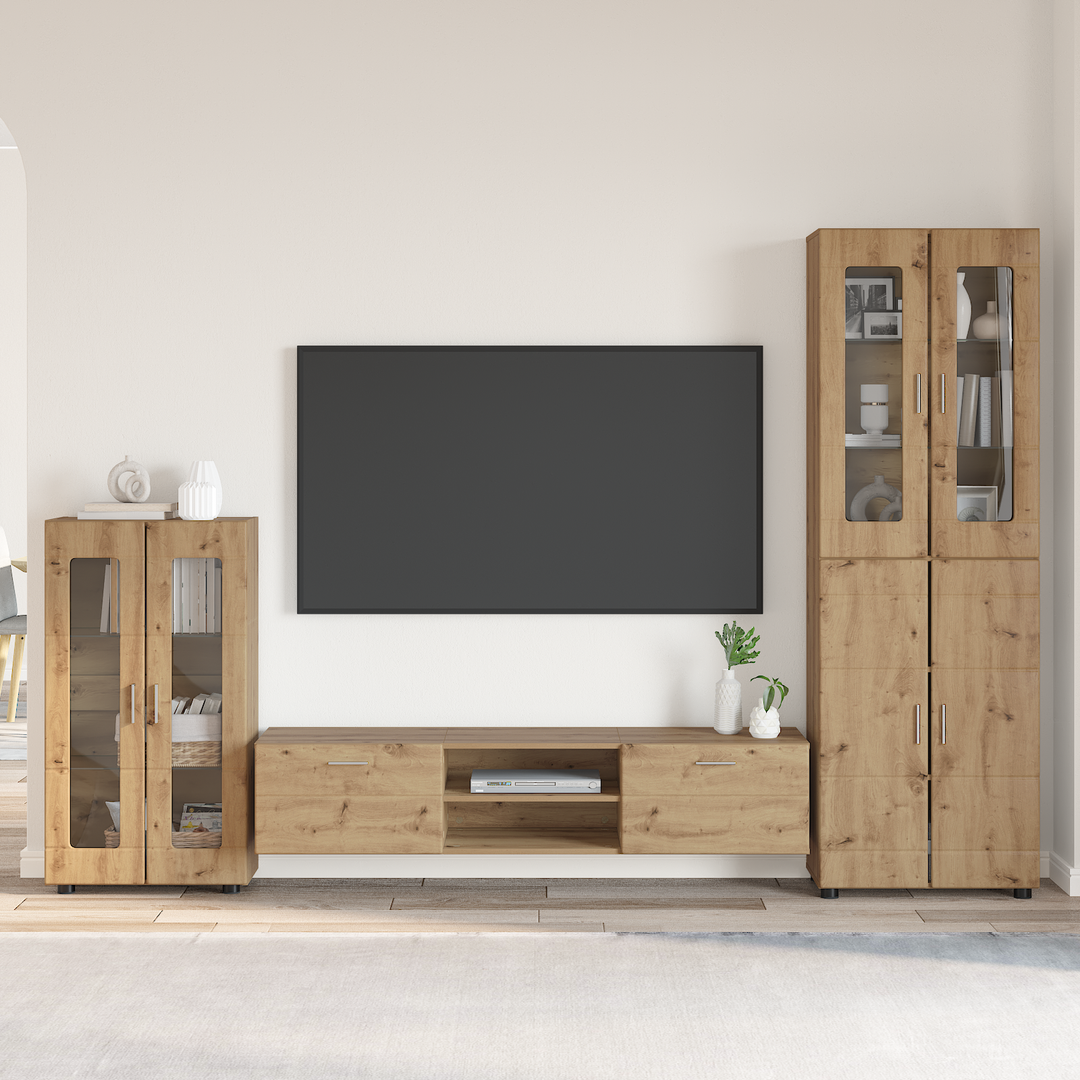 TV-møbelsæt med dør FLORIN 3 pcs Artisan Egetræ Konstrueret træ