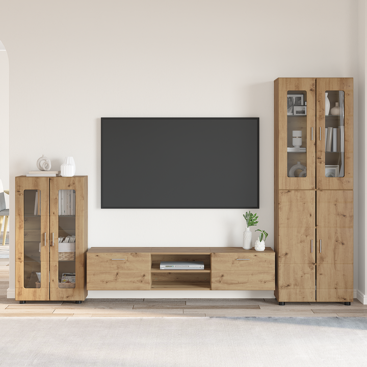 TV-møbelsæt med dør FLORIN 3 pcs Artisan Egetræ Konstrueret træ