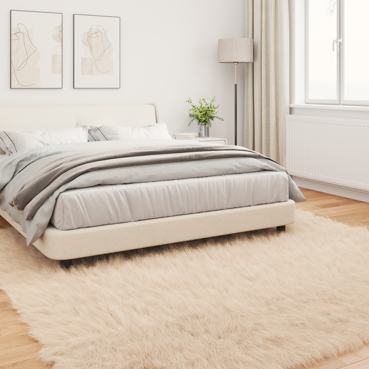 Fuskobbel lammeskindstæppe TAFALLA Beige 200 x 200 cm Polyester
