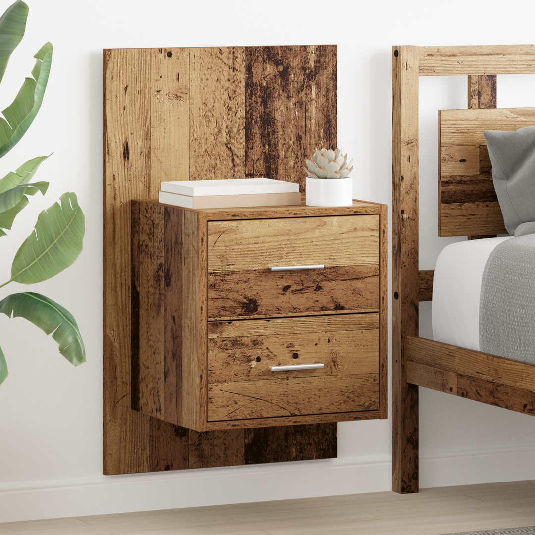 Vægmonteret natbord 2 pcs Gammelt træ 48,5 x 32,5 x 80 cm
