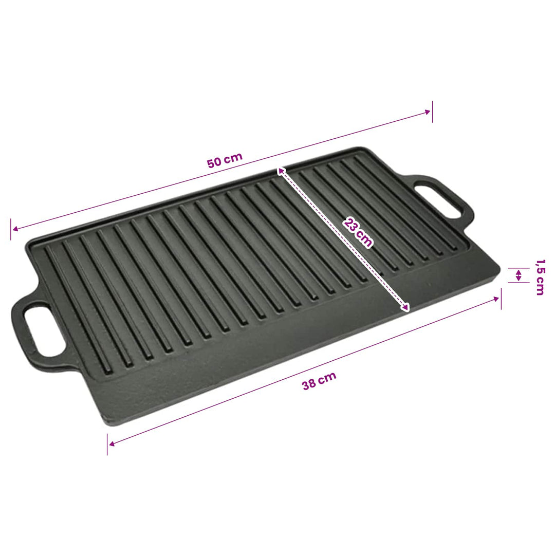 vendbar grillpande i støbejern 2 stk. 38x23 cm