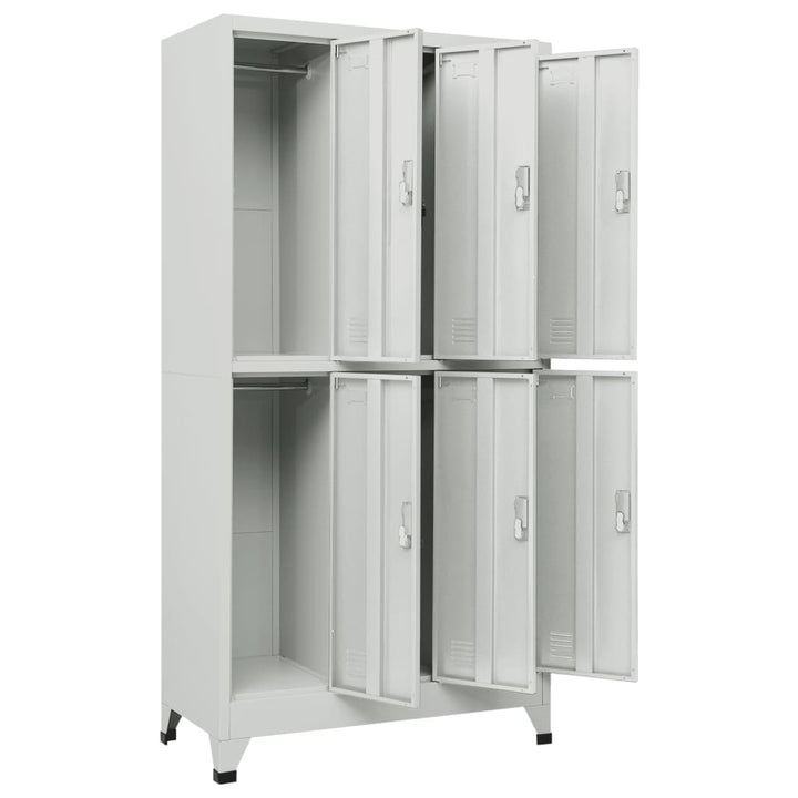 lockerskab med 6 rum 90x45x180 cm grå