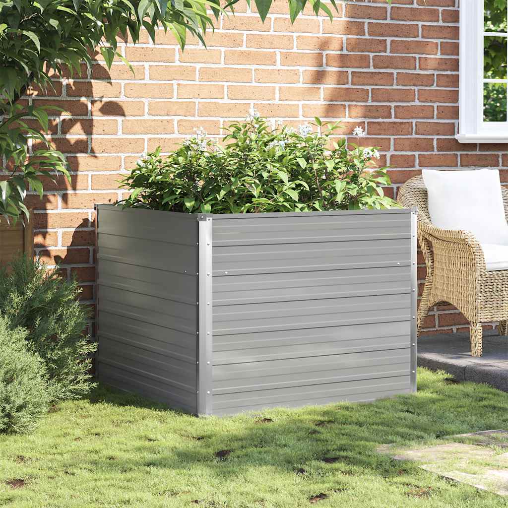 hævet havekasse 100 x 100 x 77 galvaniseret stål gråt