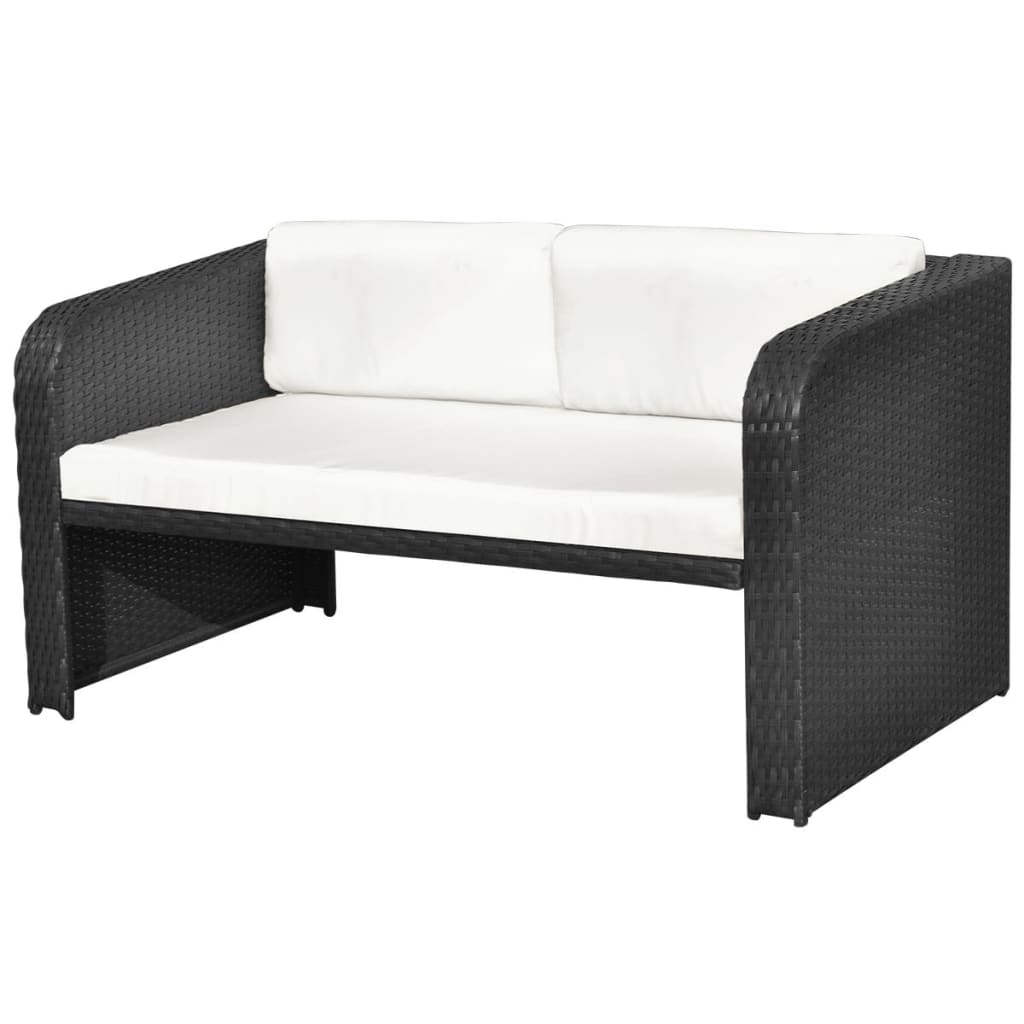 haveloungesæt 4 dele med hynder polyrattan sort