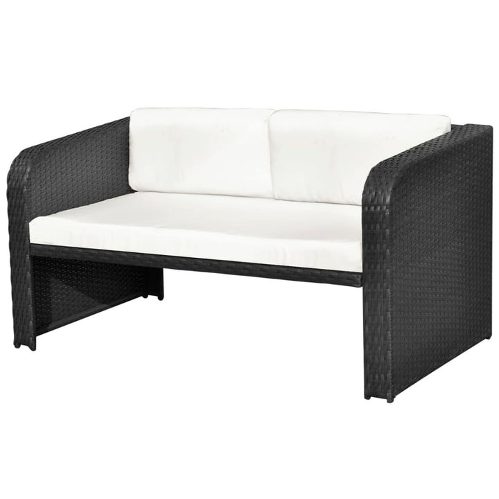 haveloungesæt 4 dele med hynder polyrattan sort
