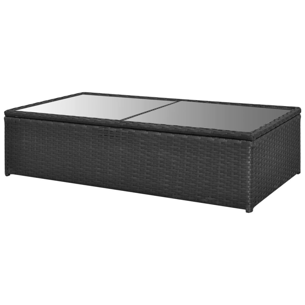 haveloungesæt 4 dele med hynder polyrattan sort