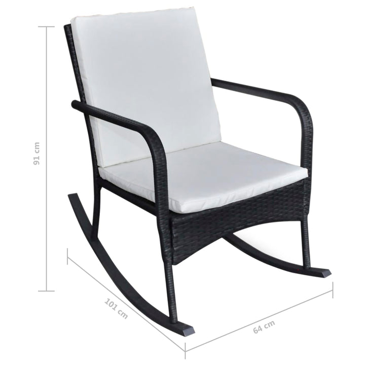 udendørs gyngestol i polyrattan sort