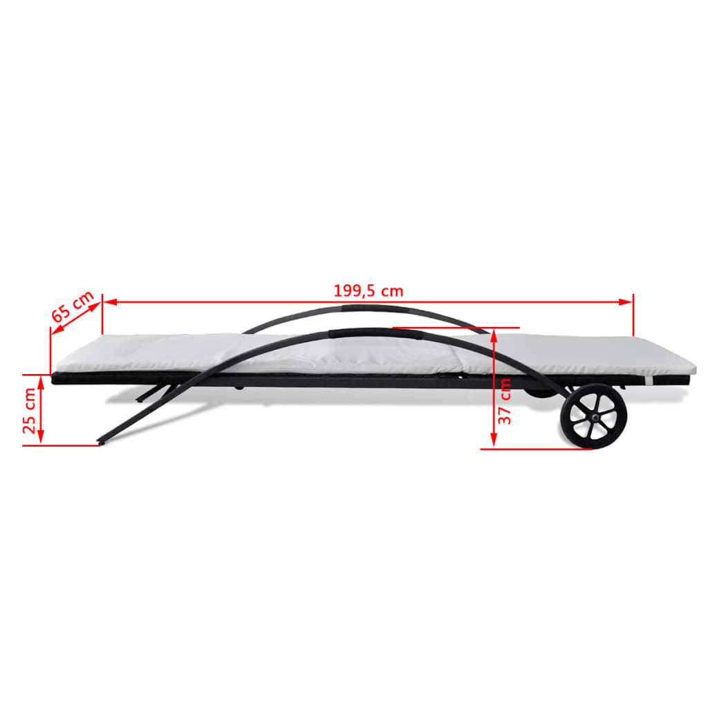 liggestole med bord polyrattan sort