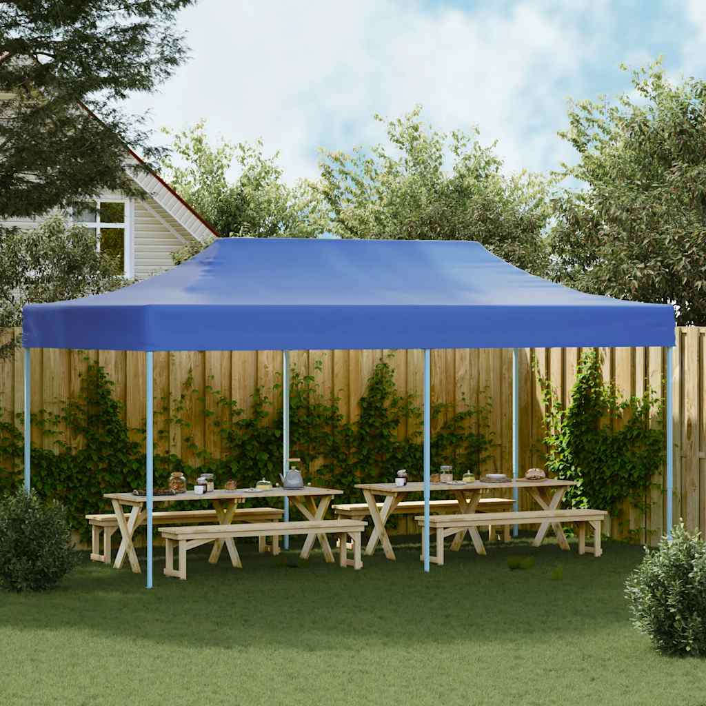 foldbart pavillontelt pop-up 3 x 6 m blå