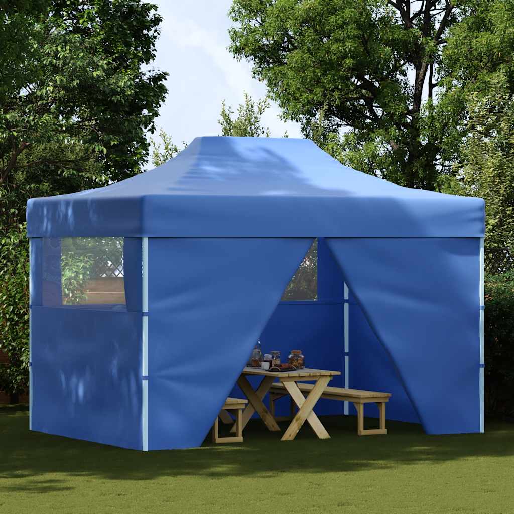 foldbart telt pop-up med 4 sidevægge 3 x 4,5 m blå