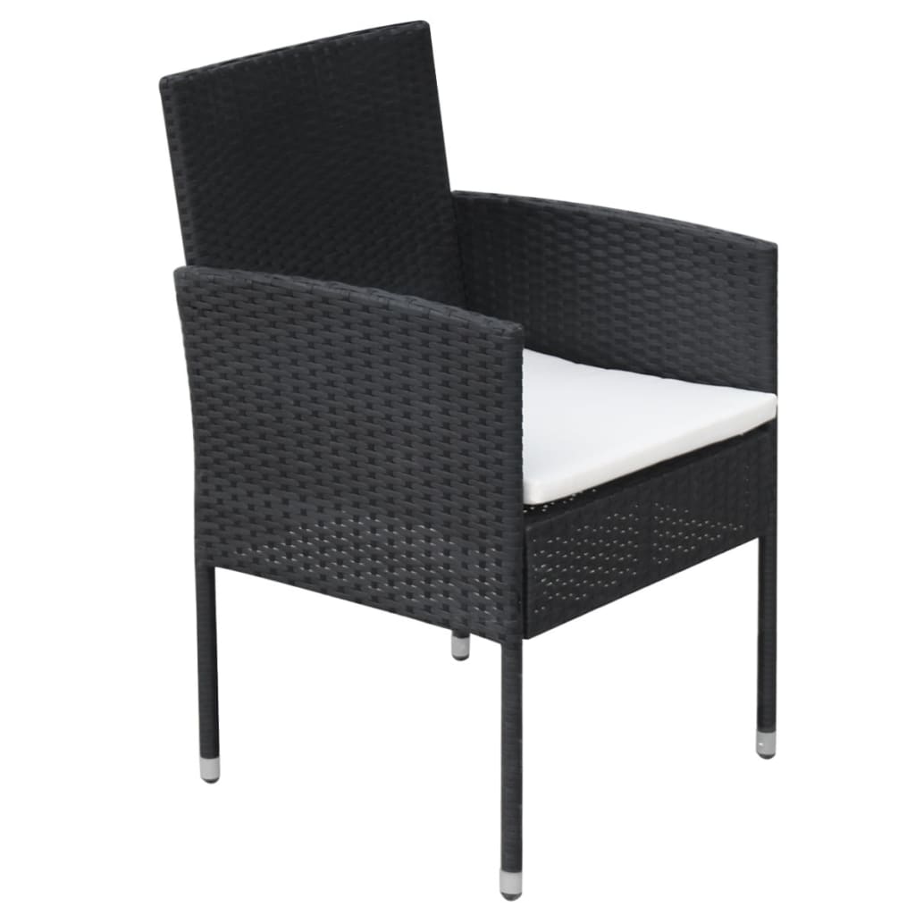 udendørs spisebordssæt 9 dele med hynder polyrattan sort