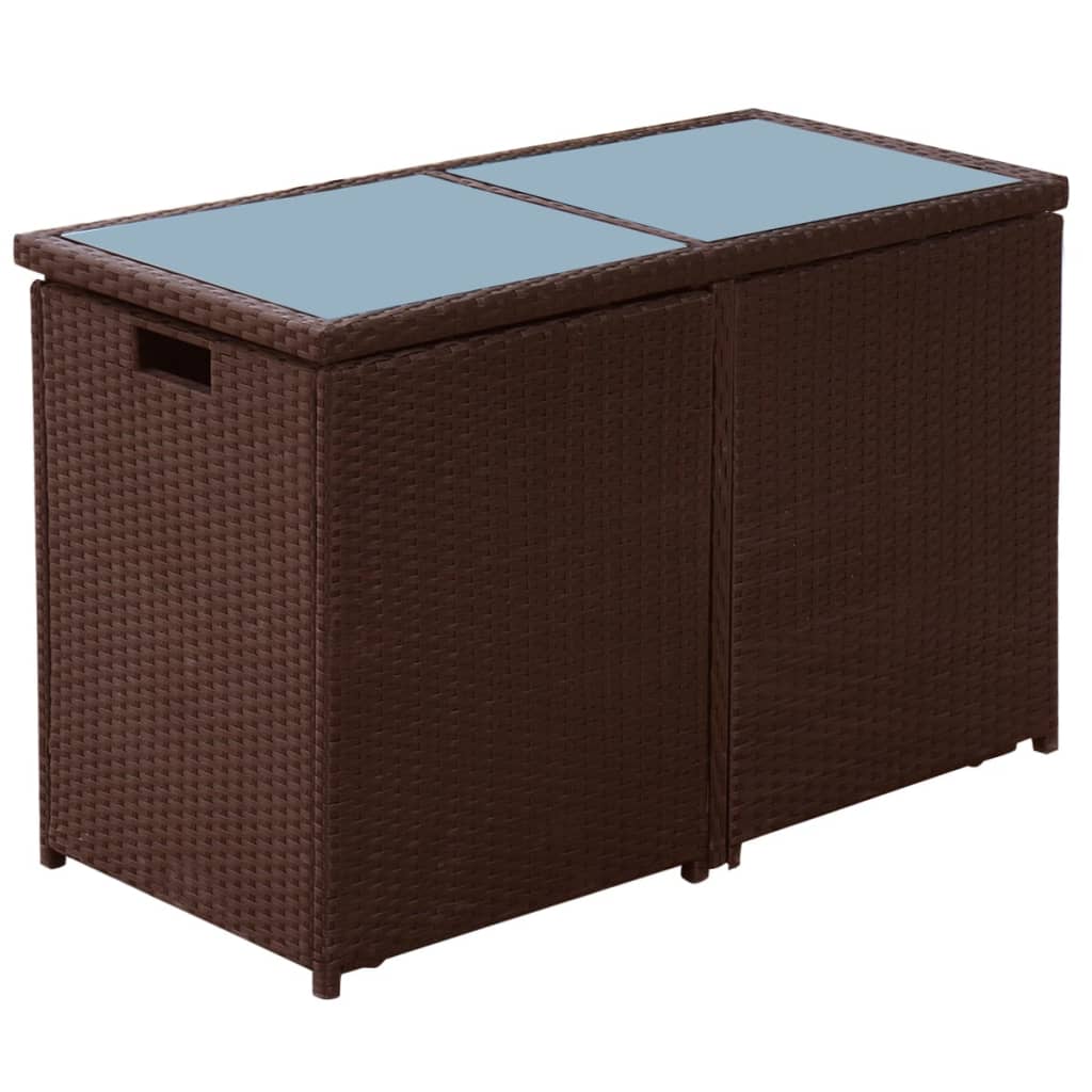 bistrosæt 3 dele med hynder polyrattan brun
