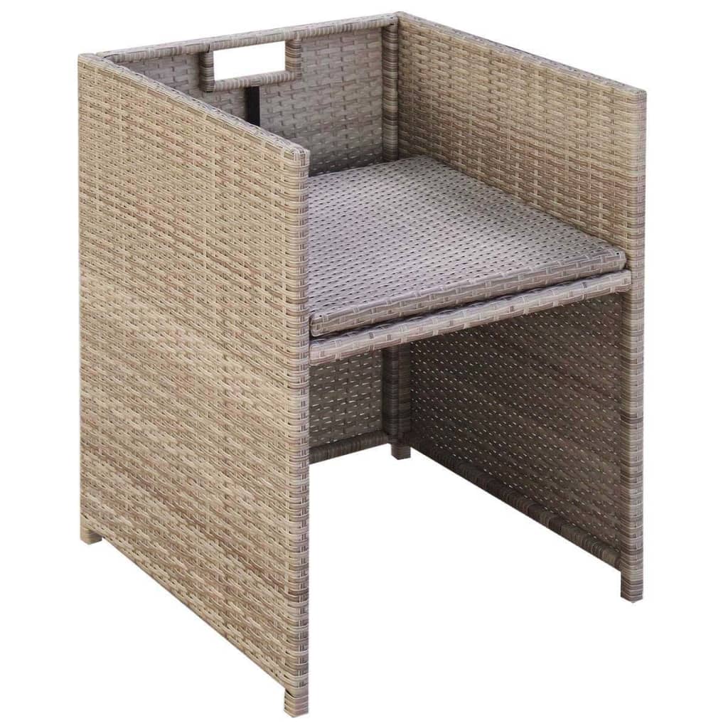 bistrosæt 3 dele med hynder polyrattan beige