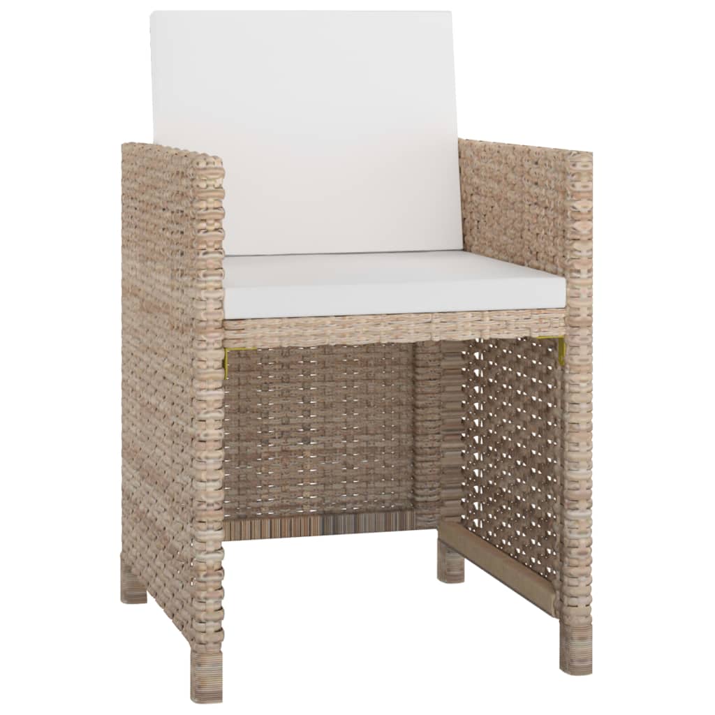 udendørs spisebordssæt 13 dele med hynder polyrattan beige
