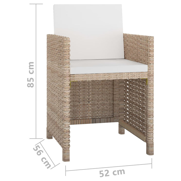 udendørs spisebordssæt 13 dele med hynder polyrattan beige