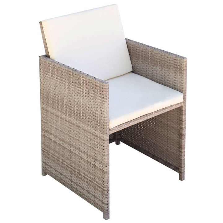 udendørs spisebordssæt 5 dele med hynder polyrattan beige