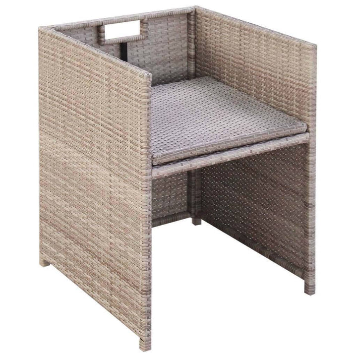 udendørs spisebordssæt 5 dele med hynder polyrattan beige