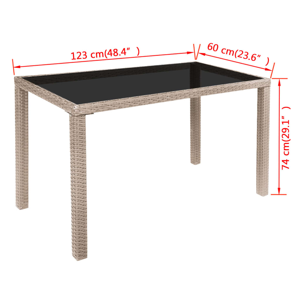 udendørs spisebordssæt 5 dele med hynder polyrattan beige