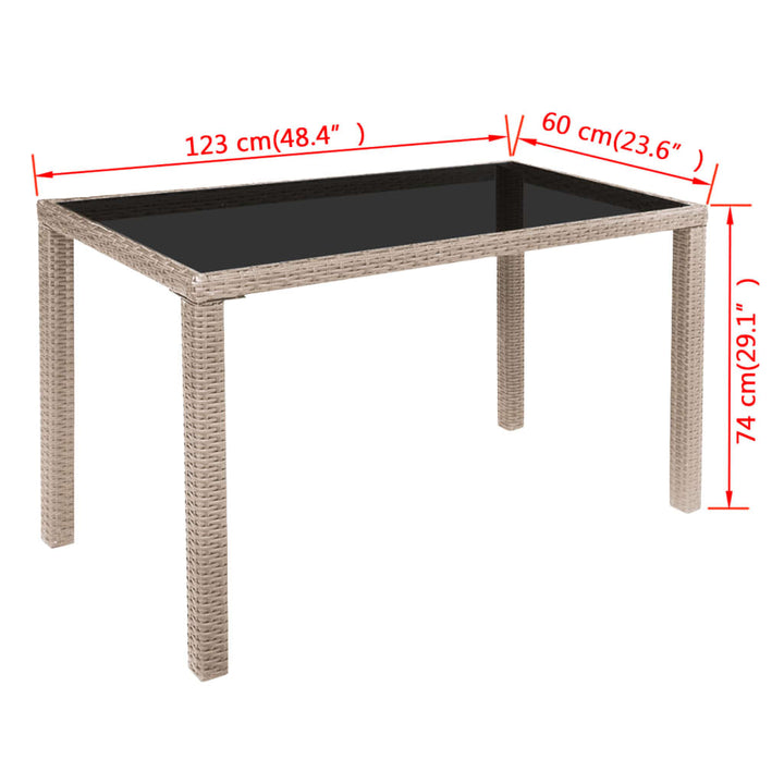 udendørs spisebordssæt 5 dele med hynder polyrattan beige