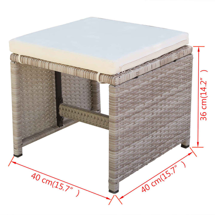udendørs spisebordssæt 5 dele med hynder polyrattan beige