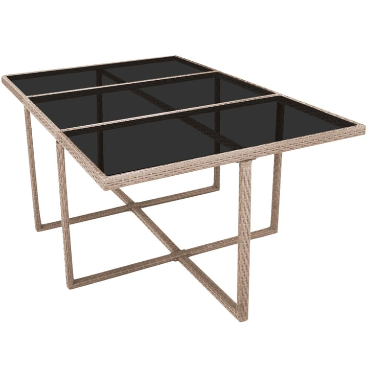 udendørs spisebordssæt 11 dele med hynder polyrattan beige