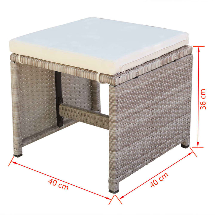udendørs spisebordssæt 11 dele med hynder polyrattan beige