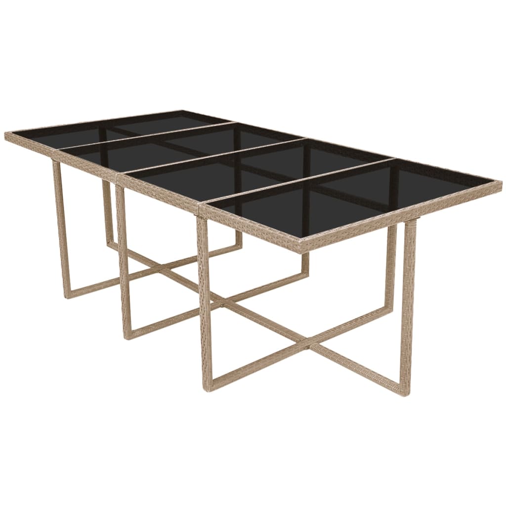udendørs spisebordssæt 13 dele med hynder polyrattan beige