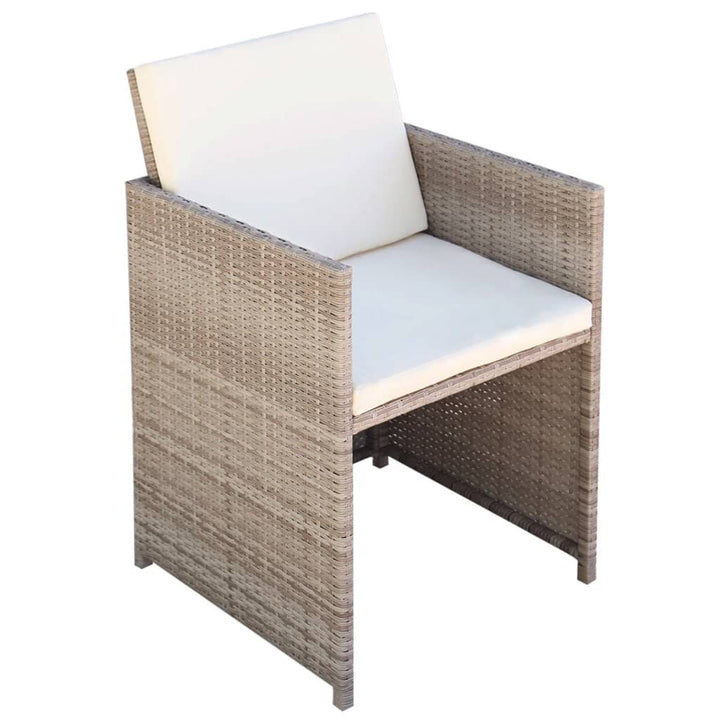 udendørs spisebordssæt 13 dele med hynder polyrattan beige