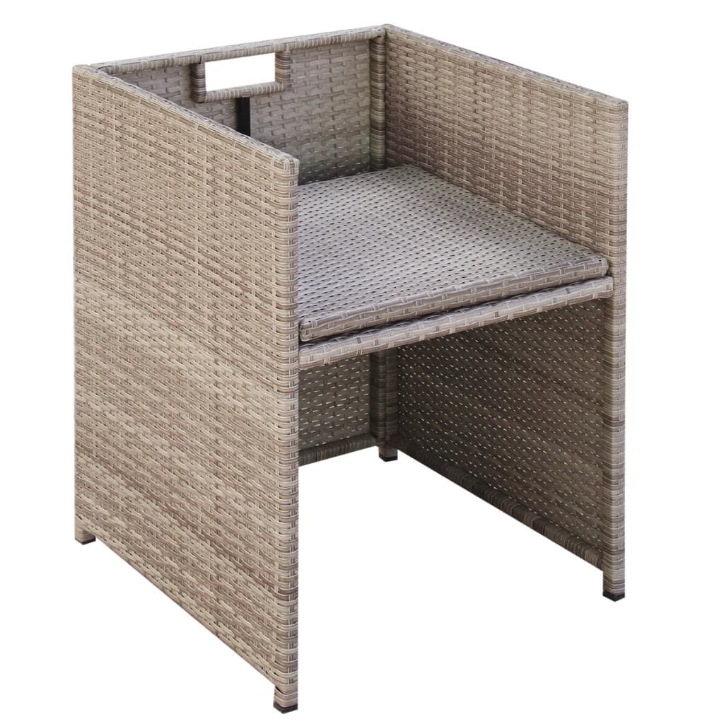 udendørs spisebordssæt 13 dele med hynder polyrattan beige