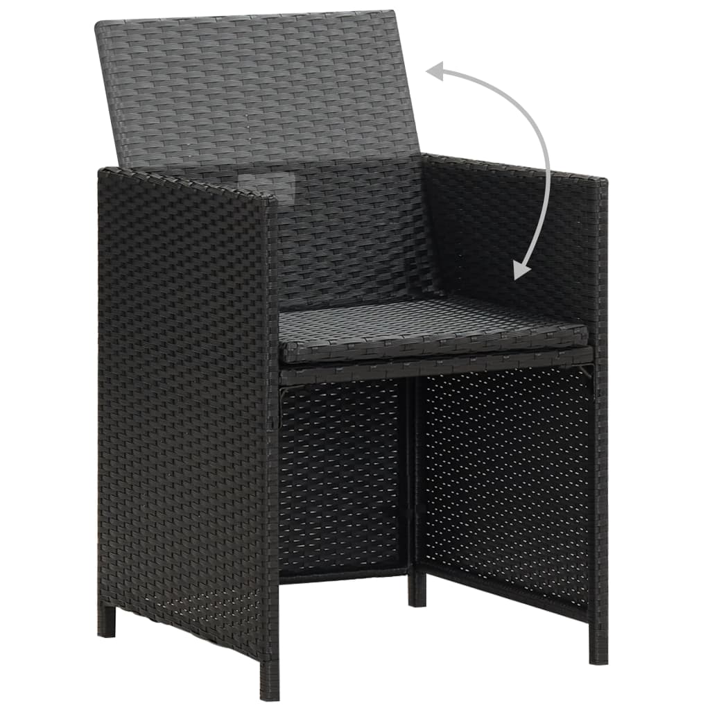 havestole 2 stk. med hynder og puder polyrattan sort