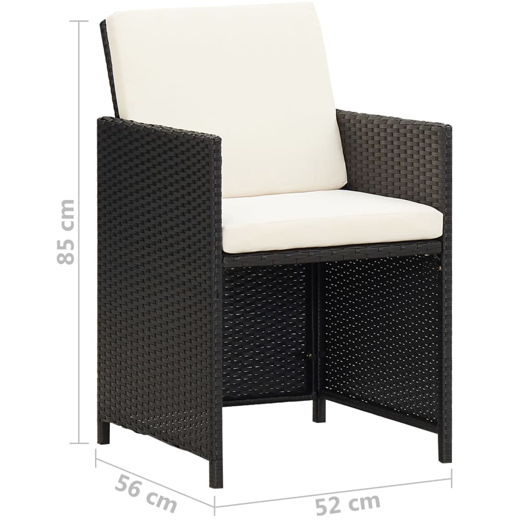 havestole 2 stk. med hynder og puder polyrattan sort