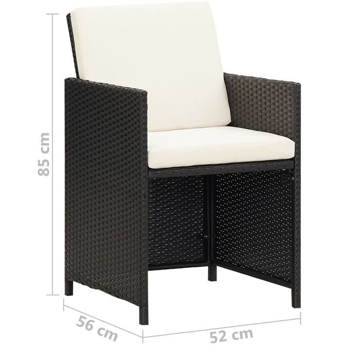 havestole 2 stk. med hynder og puder polyrattan sort