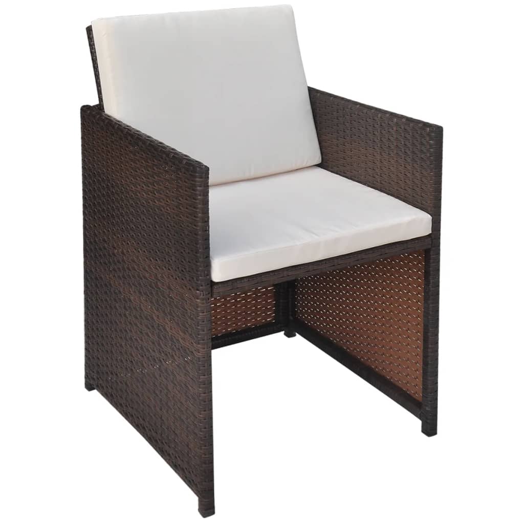 havestole 2 stk. med hynder og puder polyrattan brun
