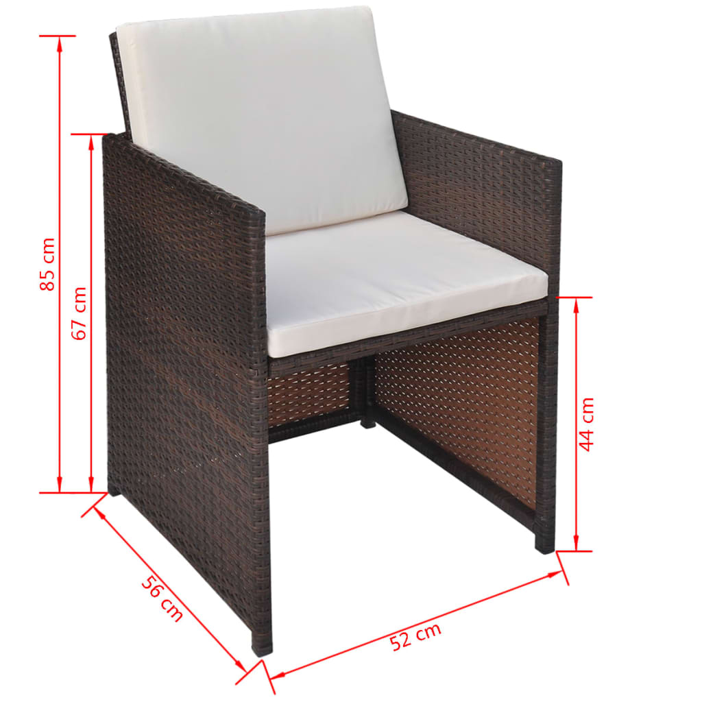 havestole 2 stk. med hynder og puder polyrattan brun