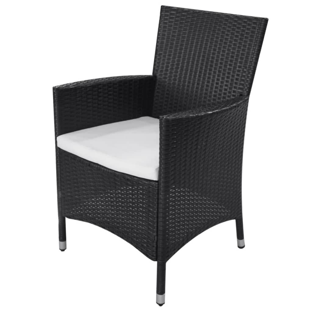 udendørs spisebordssæt 11 dele med hynder polyrattan sort
