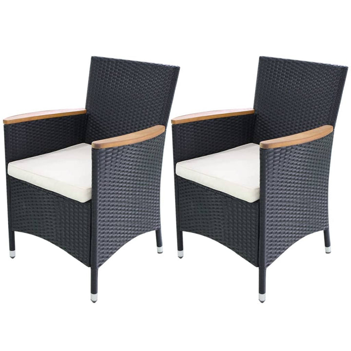 havestole 2 stk. med hynder polyrattan sort