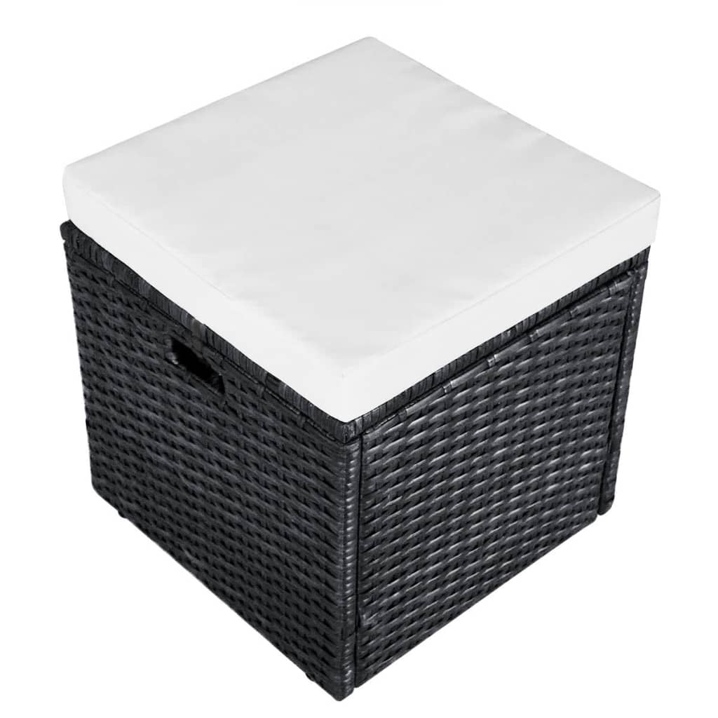 haveloungesæt 4 dele med hynder polyrattan sort