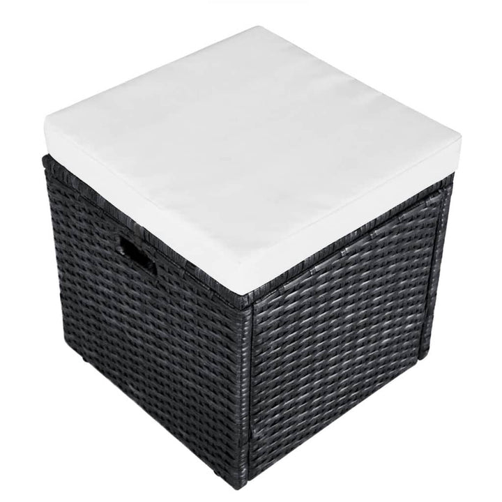 haveloungesæt 4 dele med hynder polyrattan sort