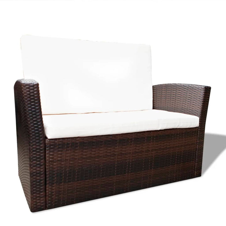 haveloungesæt 4 dele med hynder polyrattan brun
