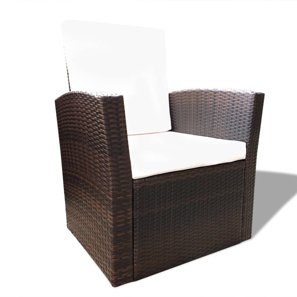 haveloungesæt 4 dele med hynder polyrattan brun