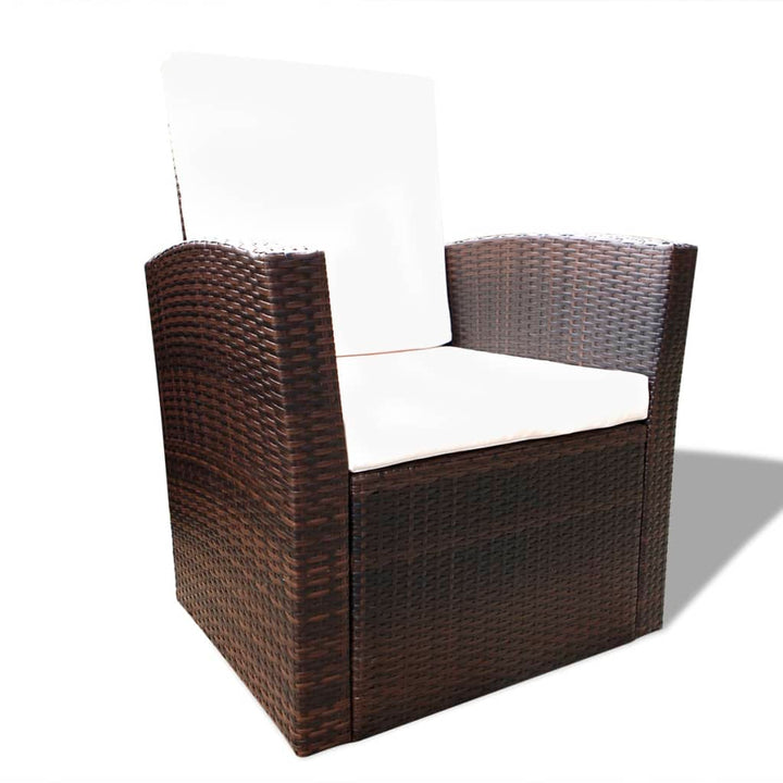 haveloungesæt 4 dele med hynder polyrattan brun