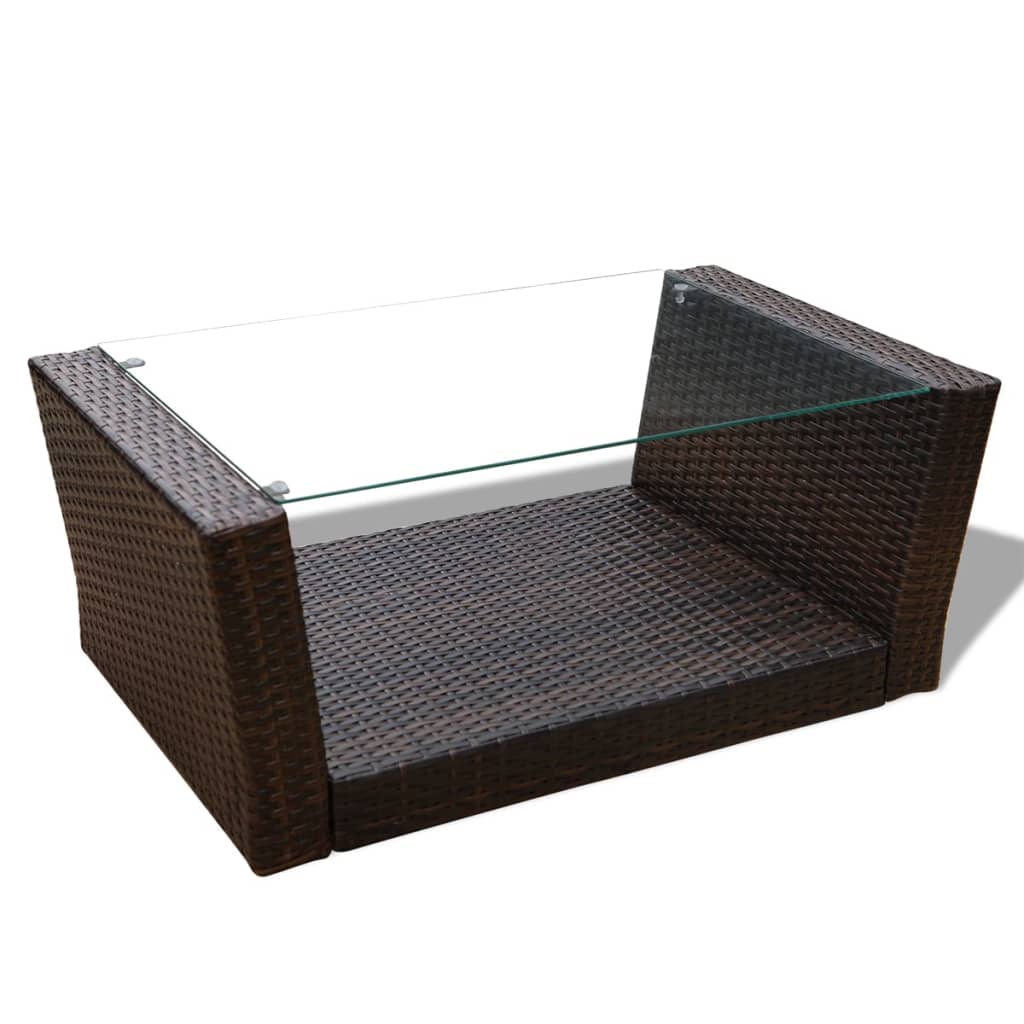haveloungesæt 4 dele med hynder polyrattan brun